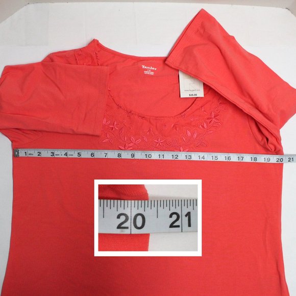 TanJay Papaya Color 1X Women's Pull Over Top - Picture 6 of 11